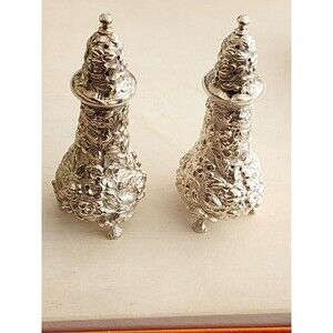 Stieff Rose by Stieff Sterling Silver pair of Salt & Pepper Shakers # 12A